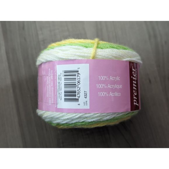 Premier Yarns 1047-28 Sweet Roll Yarn Melon Pop 5 oz/245yds Acrylic Yellow Green - Picture 5 of 6
